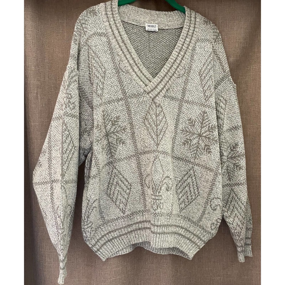 Vintage Marz Munchen Germany Men Sweater Pullover Medium 50 Alpaca V Neck